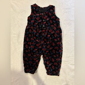 Vintage Gap Velvet Early 2000s Y2K Floral Overalls One Piece 12-18 months trendy